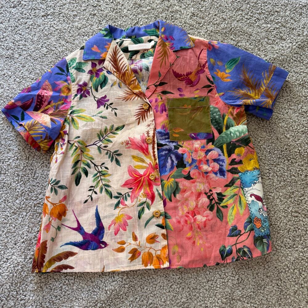 ZIMMERMANN Kids' Girl's Tropicana Short-sleeve Shirt In Spliced Size 8